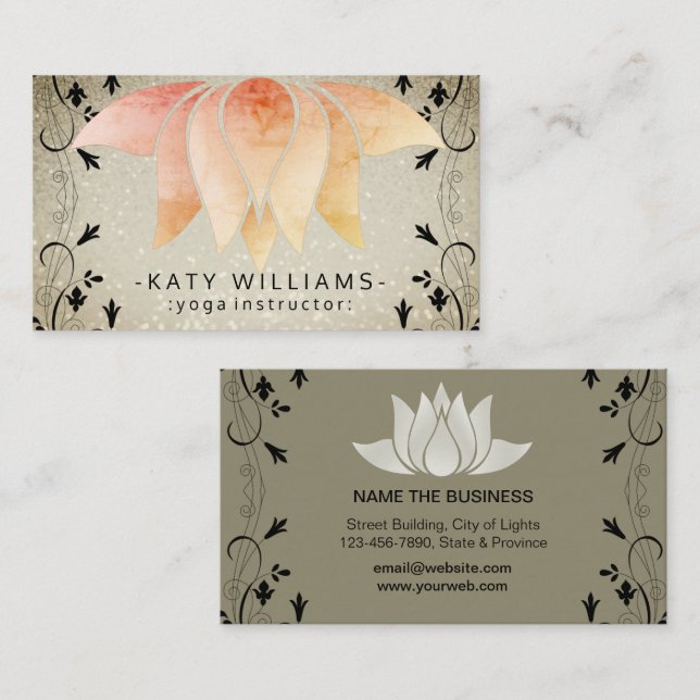 Green Lotus Yoga Meditation Holistic  Retro Business Card (Front/Back)