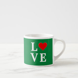 Green LOVE and Heart Espresso Cup