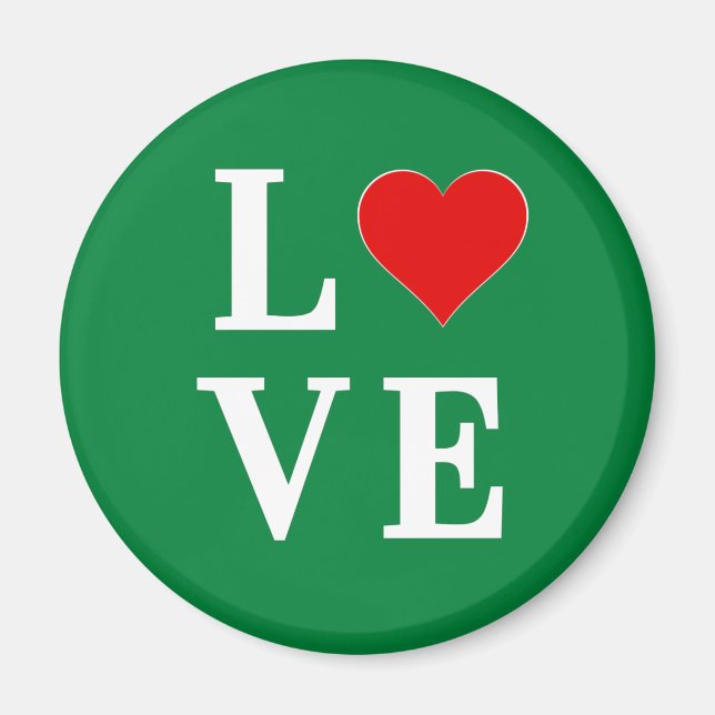 Green LOVE Classic Retro Magnet (Front)