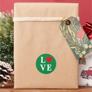 Green LOVE Classic Retro Round Sticker