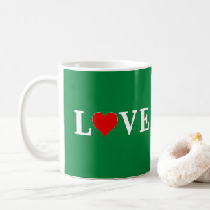 Green Love Heart Retro Elegant Coffee Mug