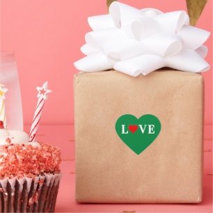 Green Love Heart Retro Elegant Heart Sticker