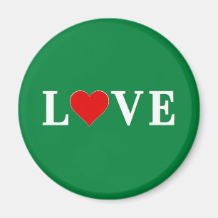 Green LOVE Heart Retro Timeless Elegant Magnet