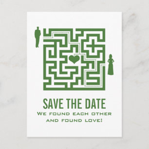 Green Love Maze Save the Date Postcard