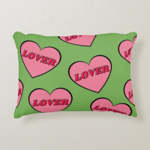 Green Lover Heart Pattern Decorative Cushion