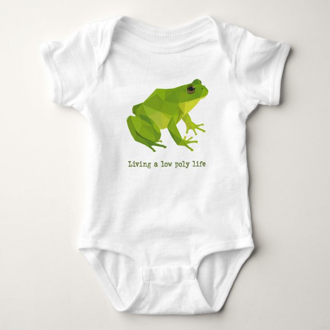 Green Low Poly Life Frog Baby Bodysuit (Front)