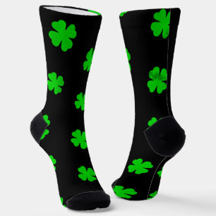 Green Lucky Clover Crew Socks