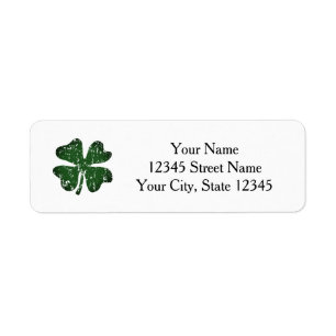 Green lucky clover logo return address labels