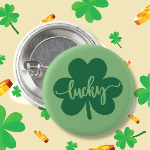 Green Lucky Clover St. Patrick Day round 3 Cm Round Badge
