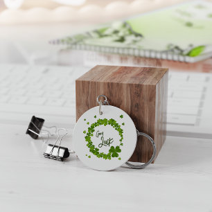 Green Lucky Clover Wreath Keychain