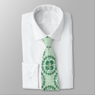 Green Lucky Clovers Tie