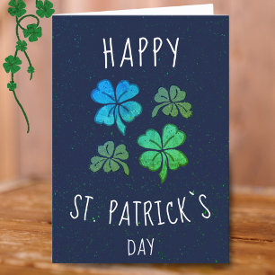 Green Lucky Shamrock Clover St. Patrick`s day Holiday Card