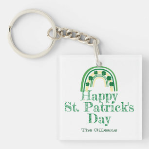 Green lucky Shamrock horseshoe St. Patrick's Day Key Ring