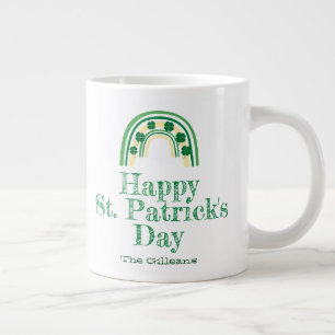 Green lucky Shamrock horseshoe St. Patrick's Day Large Coffee Mug