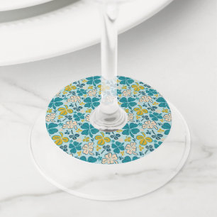 Green Lucky Shamrocks Clover St. Patrick`s Day  Wine Glass Tag