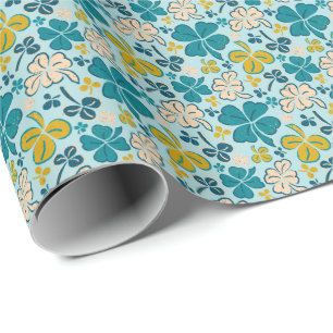 Green Lucky Shamrocks Clover St. Patrick`s Day Wrapping Paper
