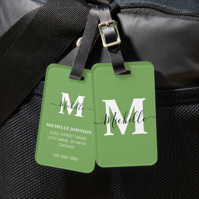 Green Luggage Tag with Monogram (Creator Uploaded)