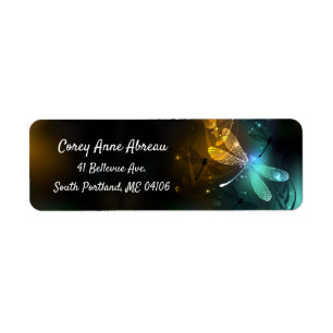 Green luminous dragonfly flight