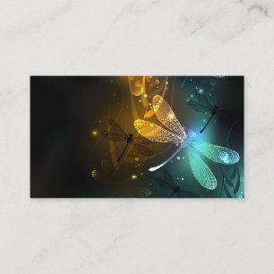 Green luminous dragonfly flight advice card