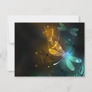 Green luminous dragonfly flight advice card