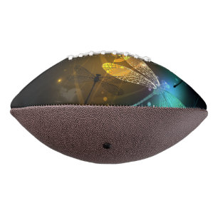 Green luminous dragonfly flight american football