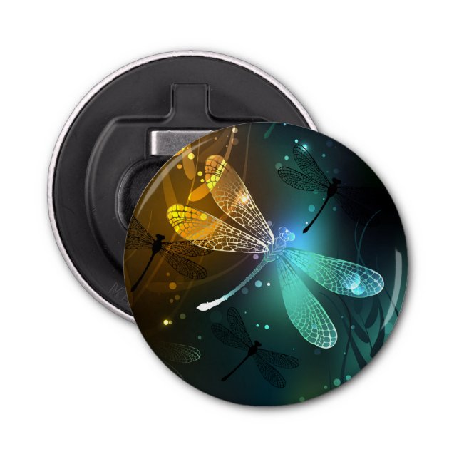 Green luminous dragonfly flight bottle opener (Front)