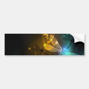 Green luminous dragonfly flight bumper sticker