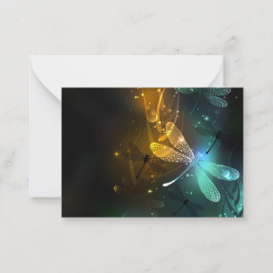 Green luminous dragonfly flight card