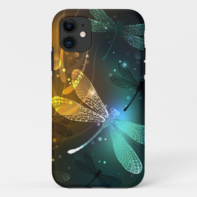 Green luminous dragonfly flight Case-Mate iPhone case (Back)