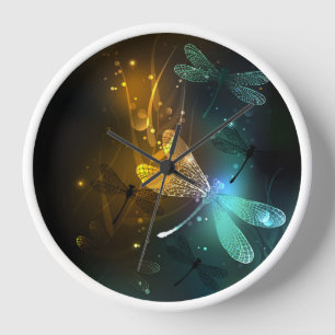 Green luminous dragonfly flight clock