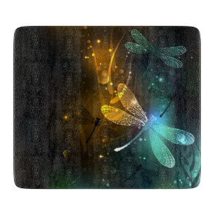 Green luminous dragonfly flight cutting board