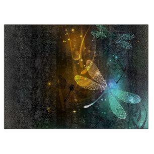Green luminous dragonfly flight cutting board