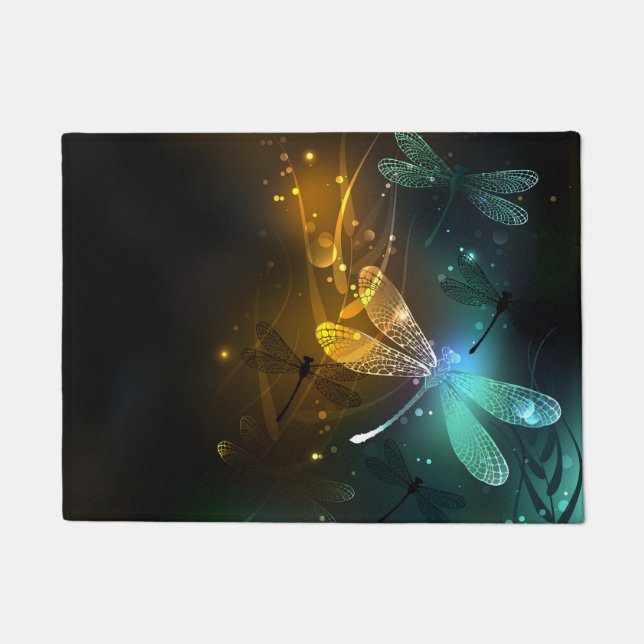 Green luminous dragonfly flight doormat (Front)