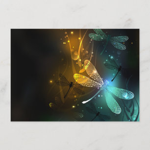 Green luminous dragonfly flight enclosure card