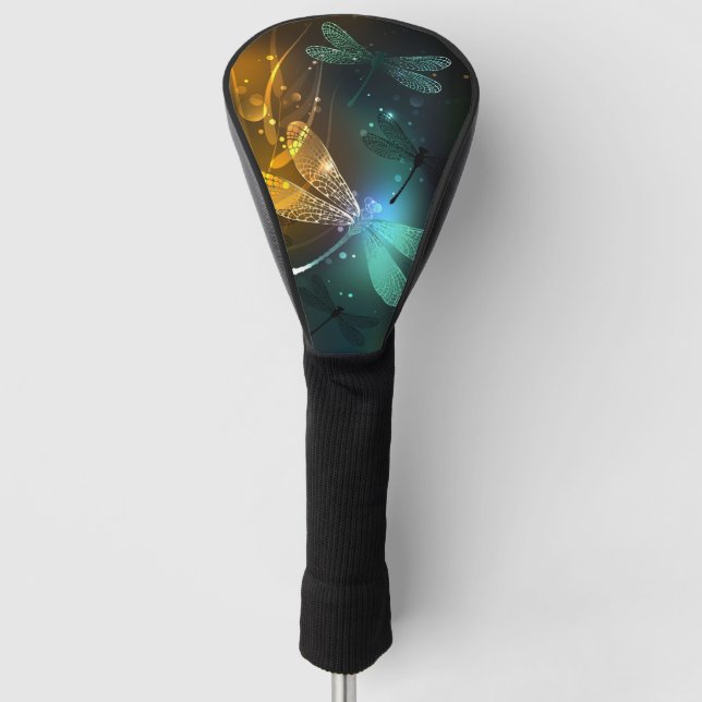Green luminous dragonfly flight golf head cover (Front)