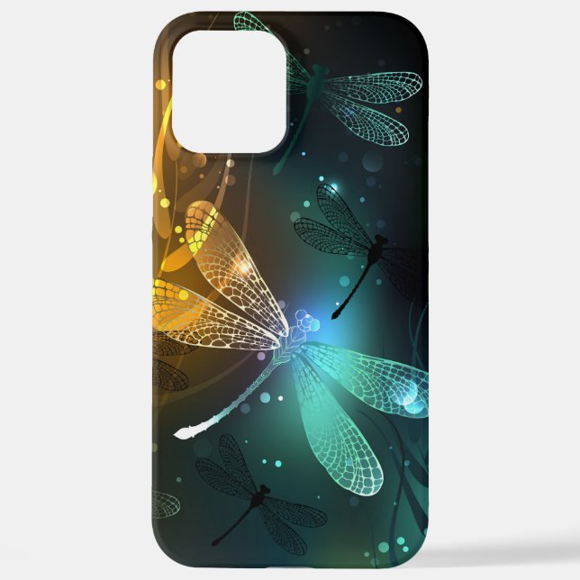 Green luminous dragonfly flight iPhone case (Back)