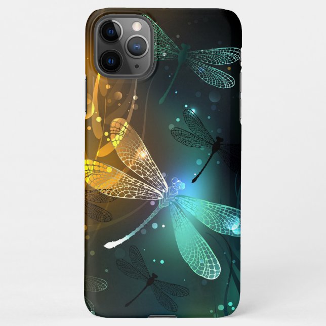 Green luminous dragonfly flight iPhone case (Back)