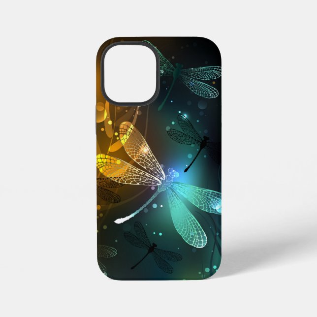 Green luminous dragonfly flight iPhone case (Back)