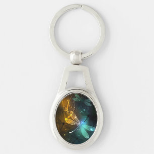 Green luminous dragonfly flight key ring