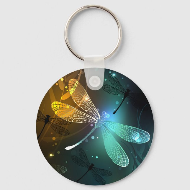 Green luminous dragonfly flight key ring (Front)