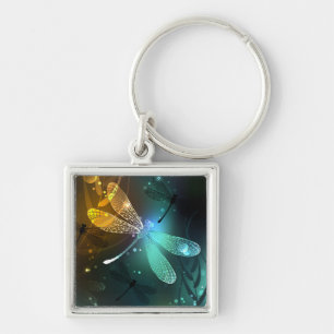 Green luminous dragonfly flight key ring