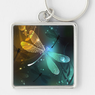 Green luminous dragonfly flight key ring