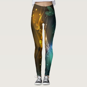 Green luminous dragonfly flight leggings