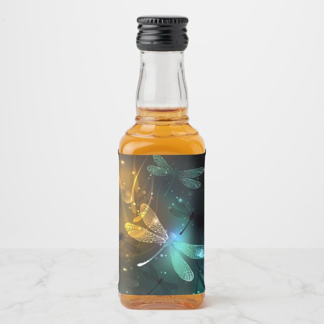 Green luminous dragonfly flight liquor bottle label (Front)