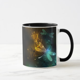 Green luminous dragonfly flight mug
