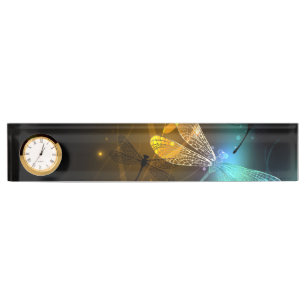 Green luminous dragonfly flight nameplate