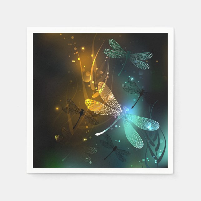 Green luminous dragonfly flight napkin (Front)
