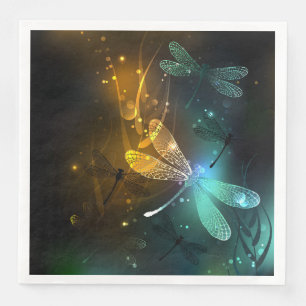 Green luminous dragonfly flight napkin