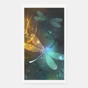 Green luminous dragonfly flight napkin
