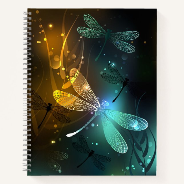 Green luminous dragonfly flight notebook (Front)